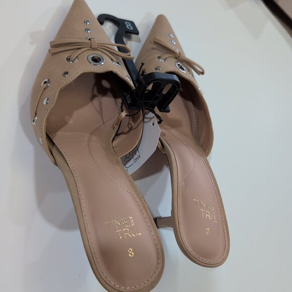 New W Tags Time & Tru Women's Studded Kitten Heel Mules Size 8 - Picture 3 of 6